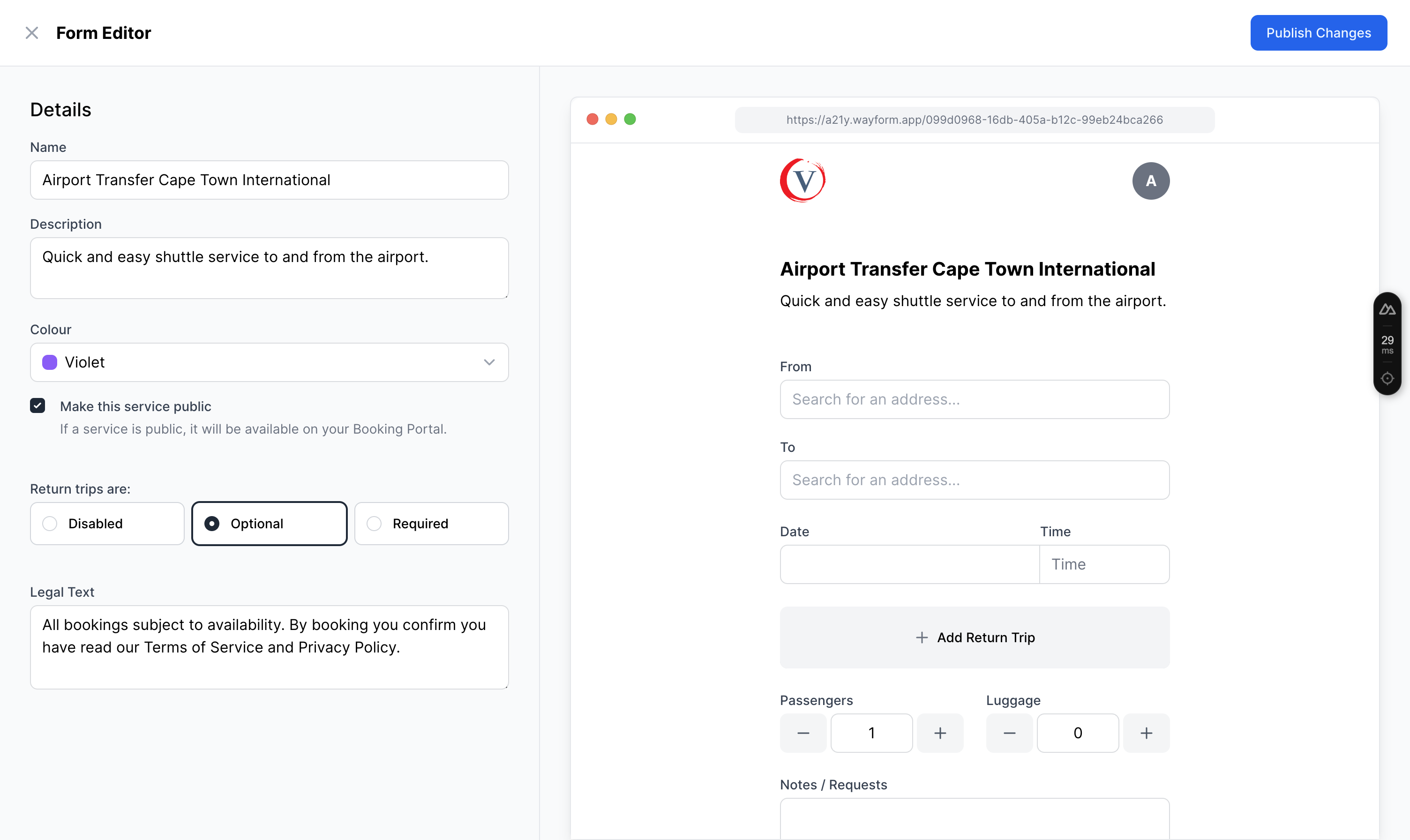 Embeddable Booking Portal